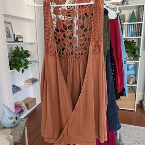 EARTHBOUND Rust Crochet Back Top
